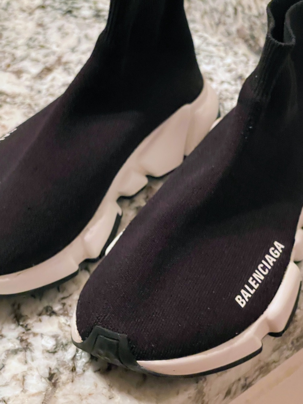 Balenciaga Black and White Speed Trainer Sock Sneakers